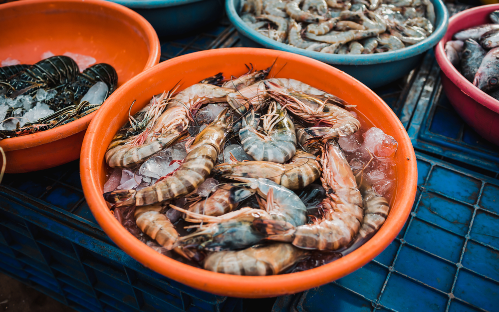  shrimp in a market