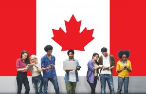 Canada National Flag Studying Diversity Students Concept