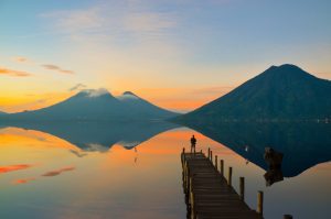 Observing,The,Incredible,Beautiful,Sunrise,At,Lake,Atitlan,In,Guatemala.
