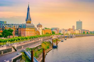 A,View,At,The,City,Skyline,Central,Dusseldorf,From,The