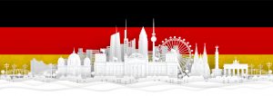 Germany,Flag,And,Famous,Landmarks,In,Paper,Cut,Style,Vector