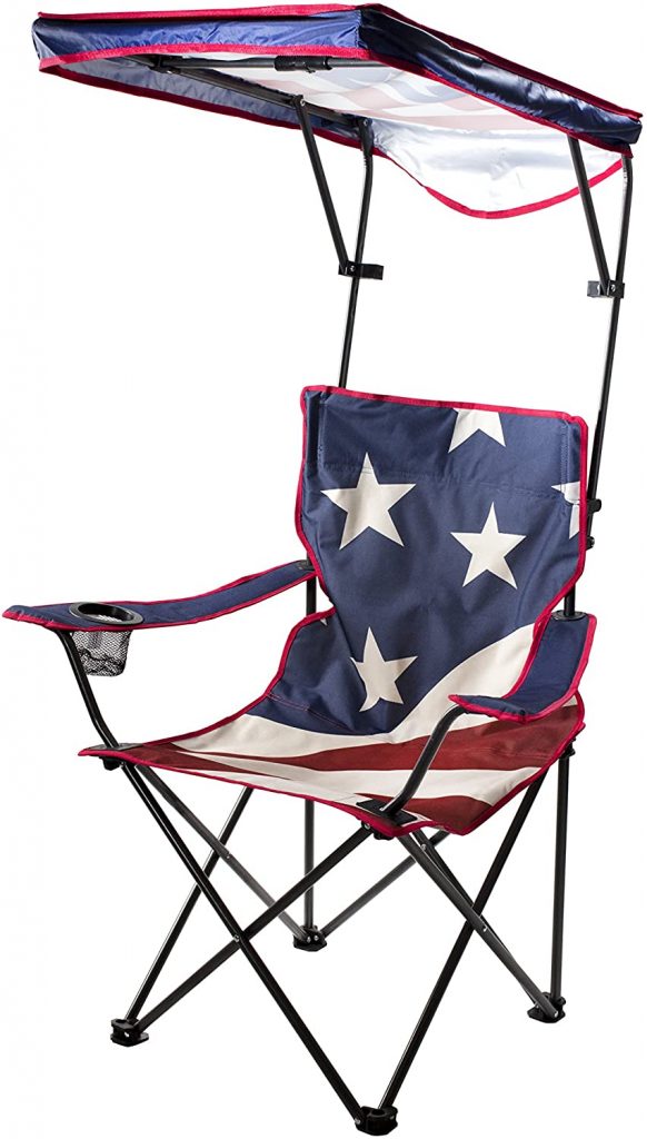 American Flag Adjustable Beach Chair With Canopy Umbrella