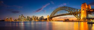 Sydney.,Panoramic,Image,Of,Sydney,,Australia,With,Harbour,Bridge,During