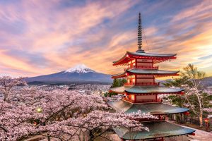 Fujiyoshida,,Japan,At,Chureito,Pagoda,And,Mt.,Fuji,In,The