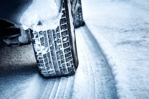 Closeup,Of,Car,Tires,In,Winter,On,The,Road,Covered